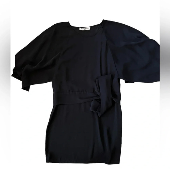 Amanda Uprichard dress size P (XS) black mini dress with tie waist short sleeves - Picture 2 of 5